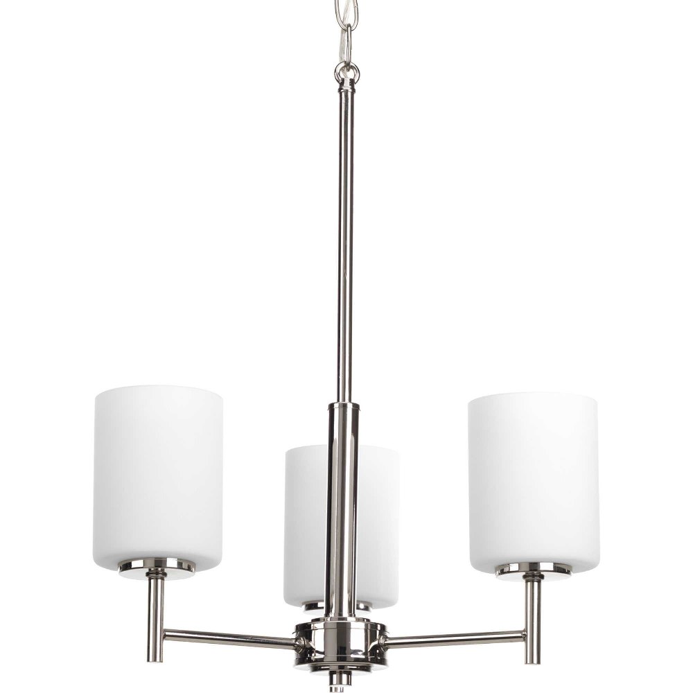 Progress Lighting-P4318-104-Replay - Chandeliers Light - 3 Light in Modern style - 17 Inches wide by 20.13 Inches high Polished Nickel  Black Finish with Etched Painted White Glass