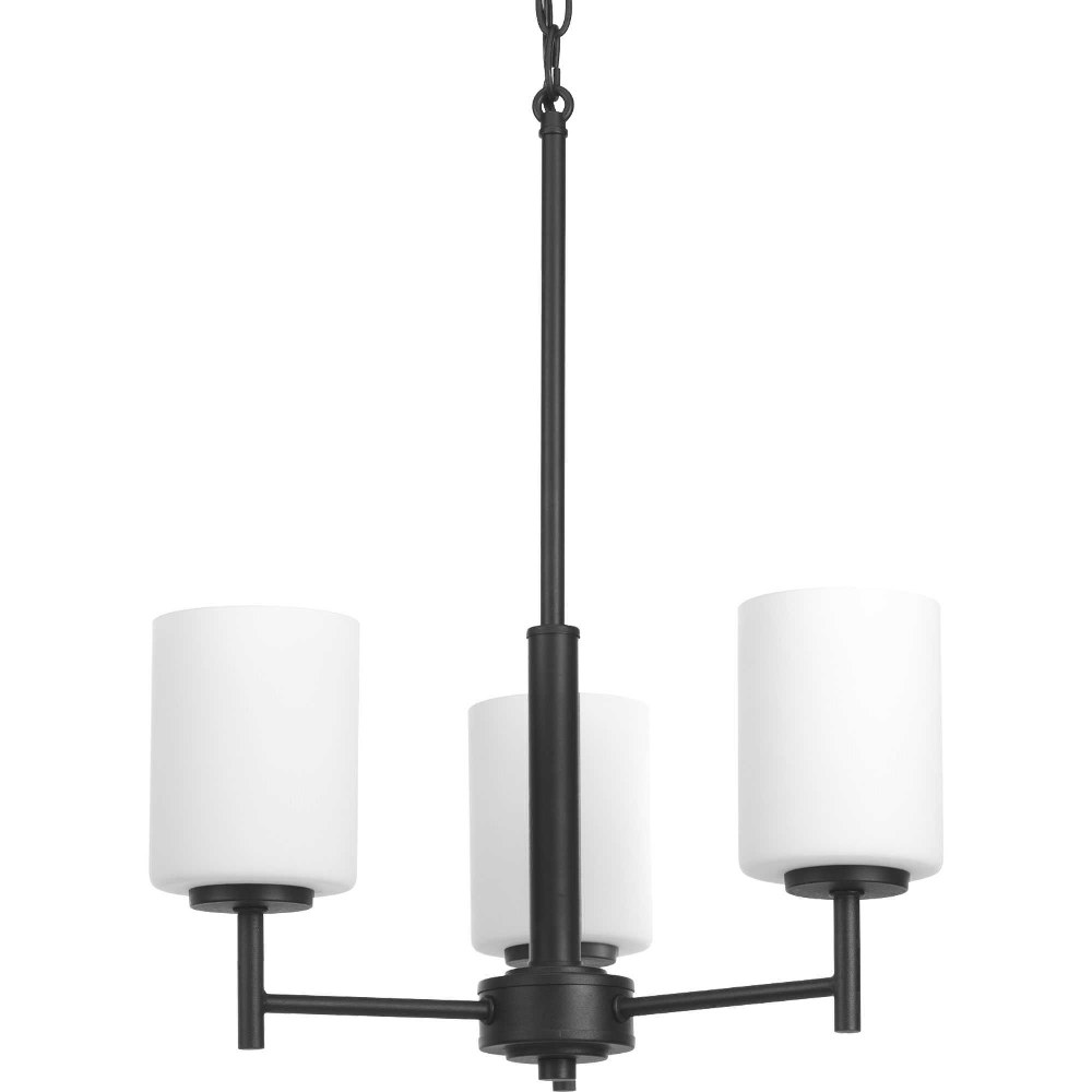 Progress Lighting-P4318-31-Replay - Chandeliers Light - 3 Light in Modern style - 17 Inches wide by 20.13 Inches high Black  Black Finish with Etched Painted White Glass