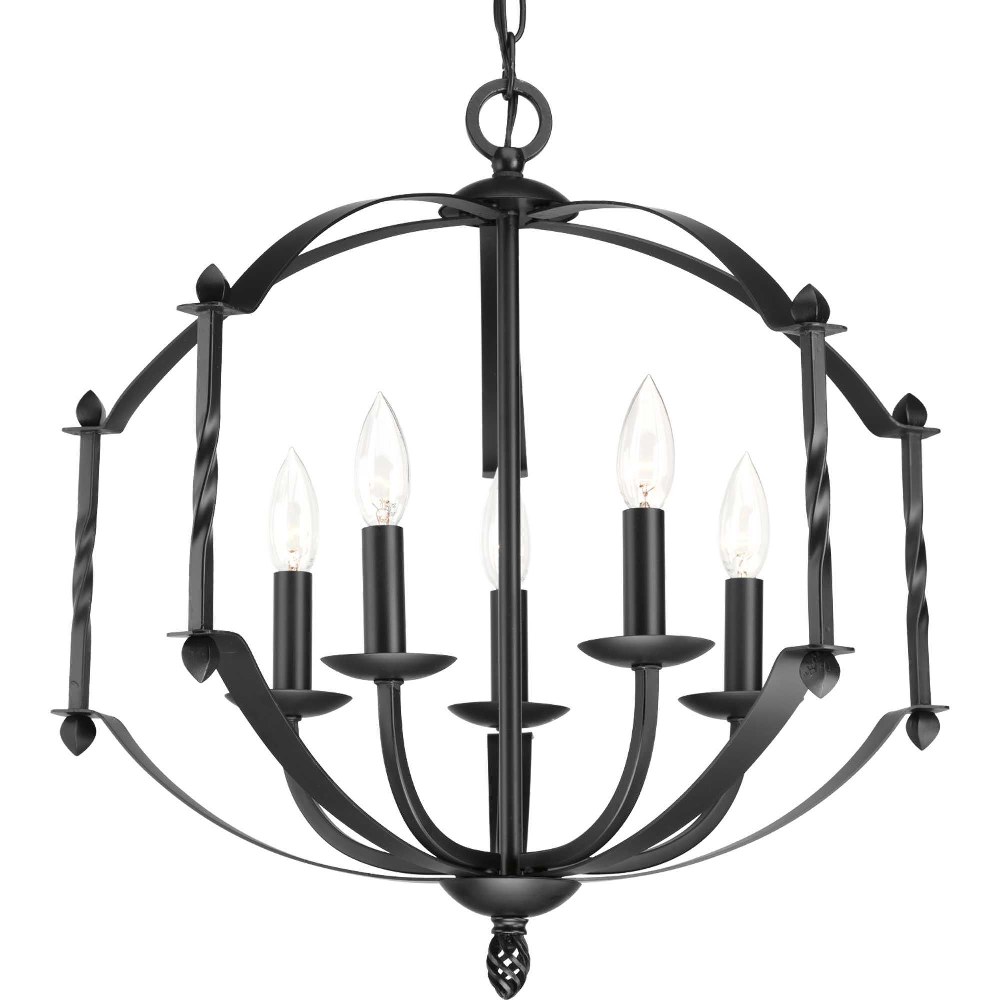 Progress Lighting-P4710-31-Greyson - Chandeliers Light - 5 Light in Farmhouse style - 21.5 Inches wide by 20.5 Inches high   Black Finish