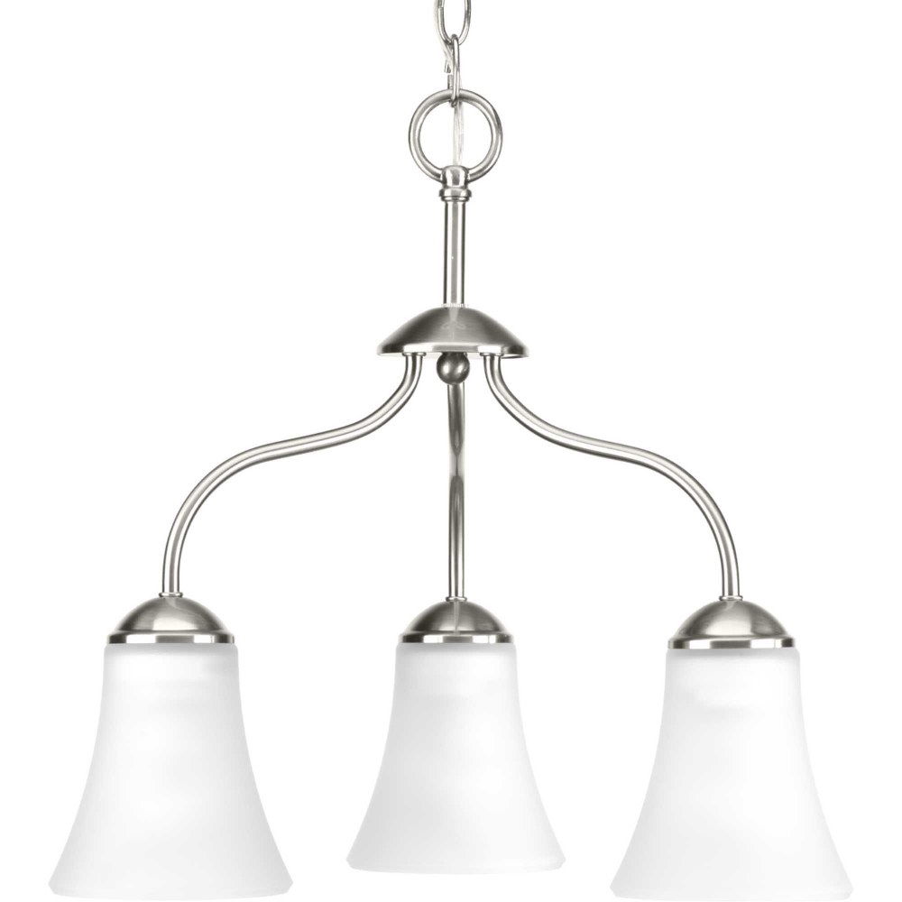 Progress Lighting-P4762-09-Classic - Chandeliers Light - 3 Light in Transitional and Traditional style - 18 Inches wide by 17.25 Inches high Brushed Nickel  Polished Chrome Finish with Etched Glass