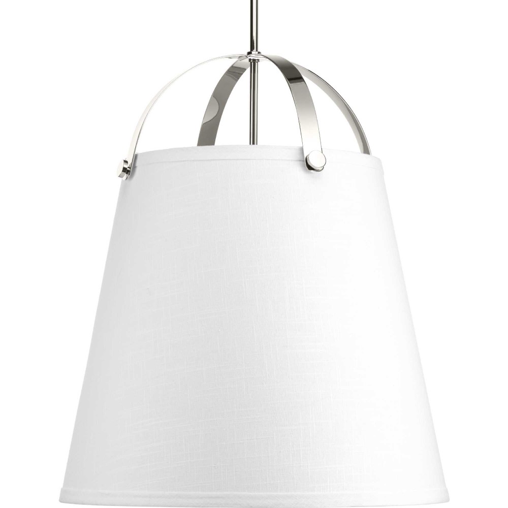 Progress Lighting-P500047-104-Galley - Pendants Light - 3 Light in Coastal style - 21 Inches wide by 24.5 Inches high Polished Nickel  Polished Nickel Finish with White Fabric Shade