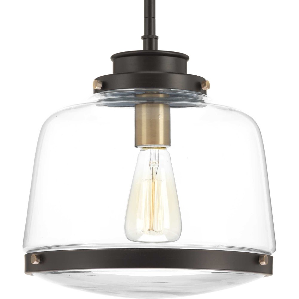 Progress Lighting-P500061-020-Judson - Pendants Light - 1 Light in Farmhouse style - 11 Inches wide by 11.25 Inches high Antique Bronze  Polished Nickel Finish with Clear Glass