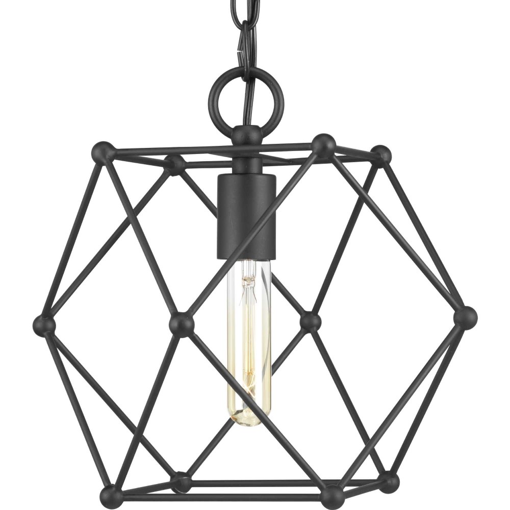 Progress Lighting-P500082-031-Spatial - Pendants Light - 1 Light in Bohemian and Modern style - 12 Inches wide by 11.25 Inches high   Black Finish