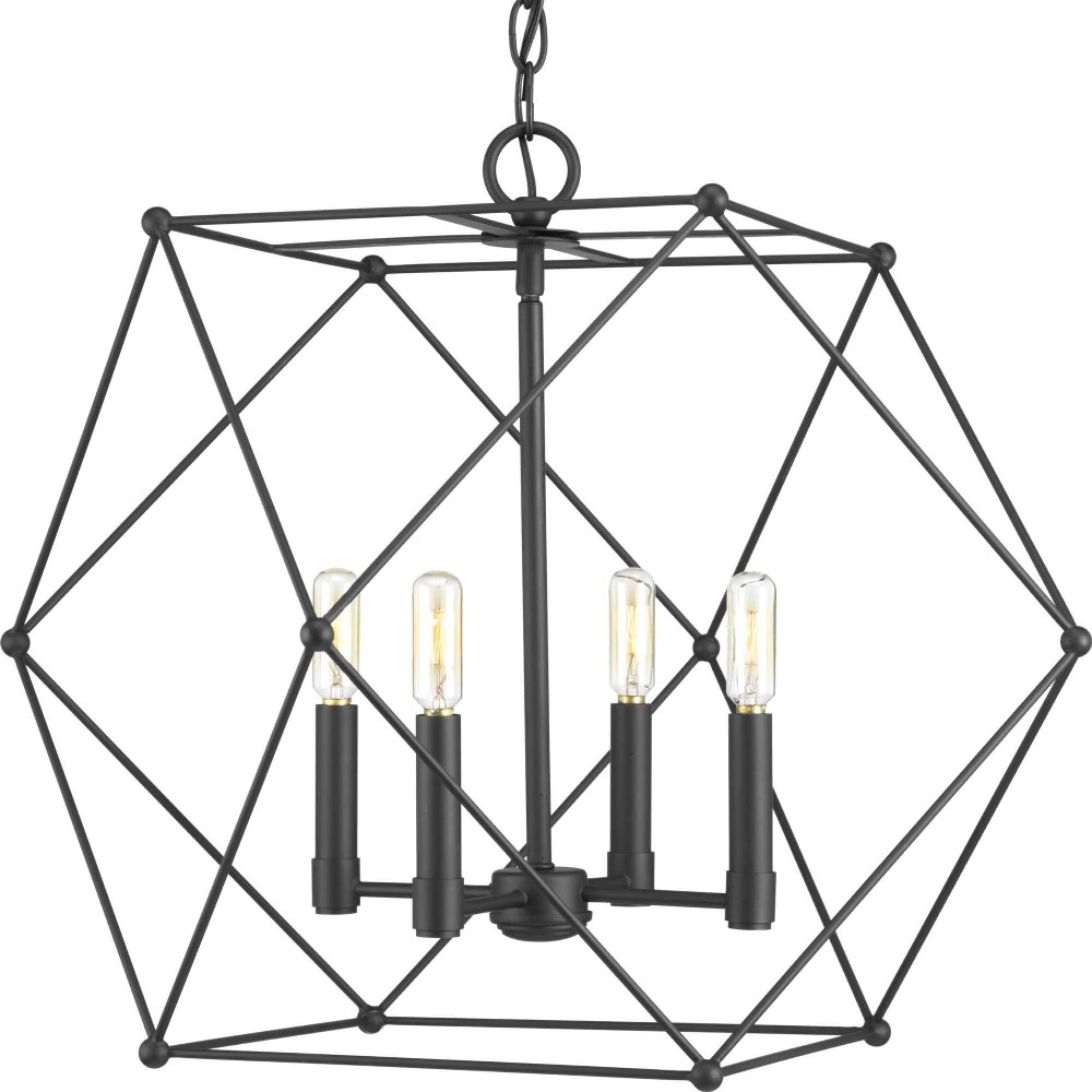 Progress Lighting-P500083-031-Spatial - Pendants Light - 4 Light in Bohemian and Modern style - 23.5 Inches wide by 19 Inches high   Black Finish