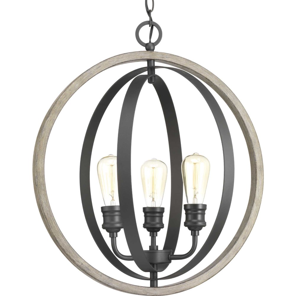 Progress Lighting-P500093-143-Conestee - Pendants Light - 3 Light in Farmhouse style - 21.25 Inches wide by 24 Inches high Graphite  Graphite Finish