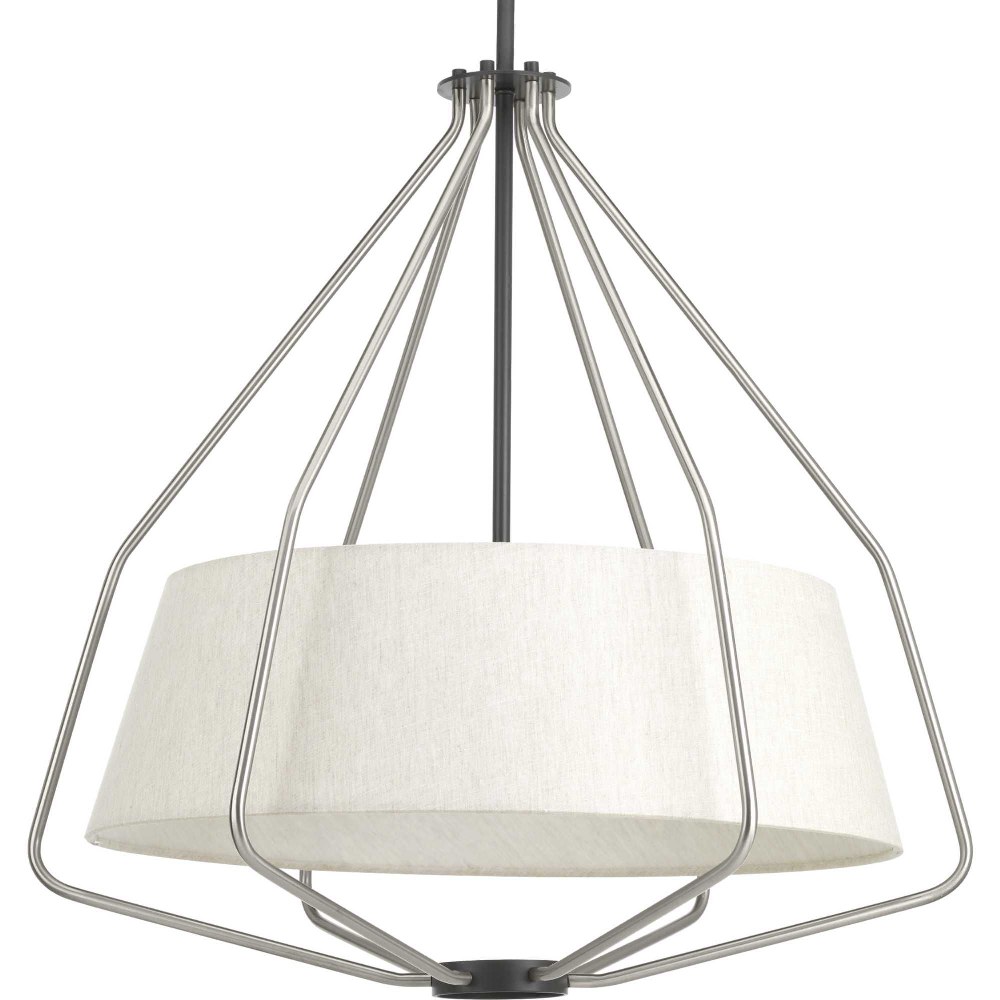 Progress Lighting-P500117-009-Hangar - Pendants Light - 3 Light - Drum Shade in Farmhouse style - 24 Inches wide by 24.25 Inches high Brushed Nickel  Antique Bronze Finish