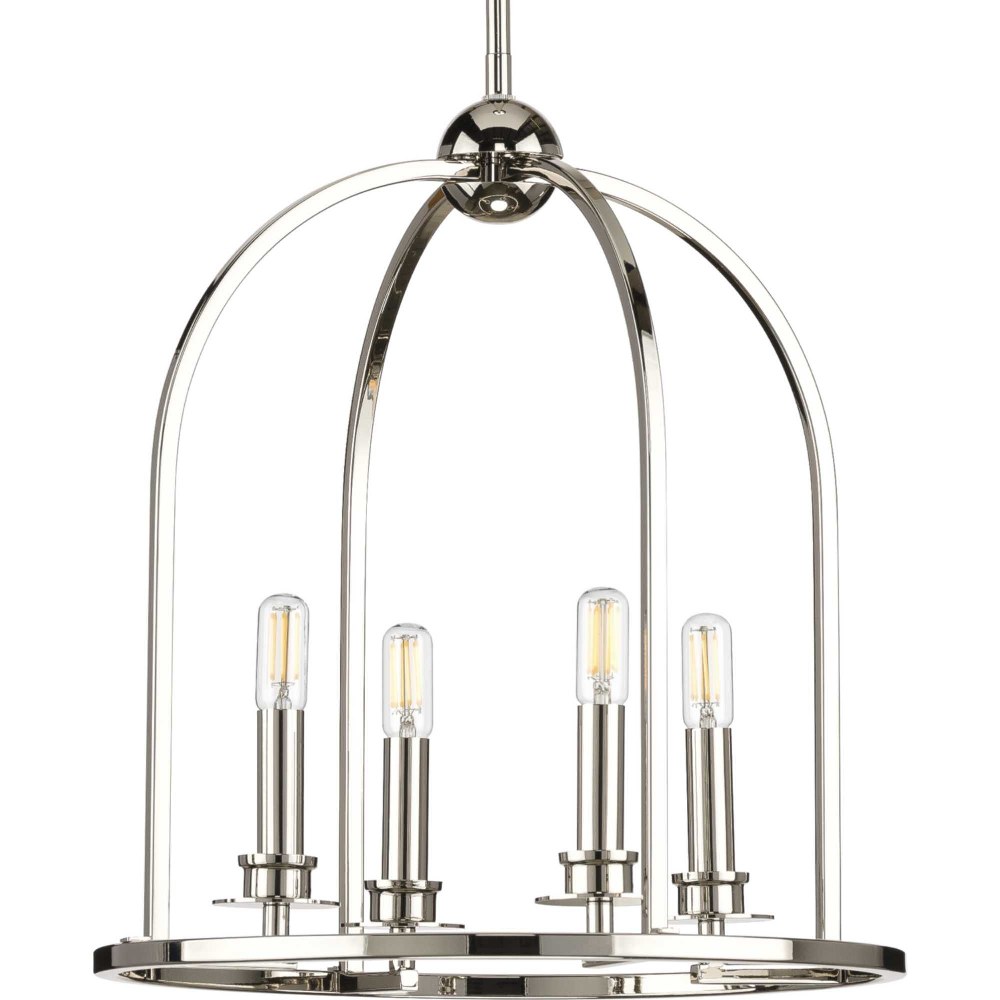 Progress Lighting-P500121-104-Seneca - Pendants Light - 4 Light in Farmhouse style - 15 Inches wide by 17.25 Inches high Polished Nickel  Black Finish