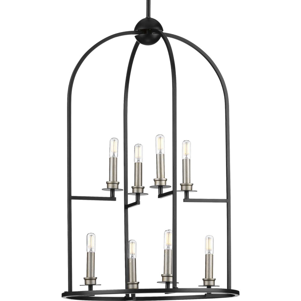 Progress Lighting-P500122-031-Seneca - 8 Light in Farmhouse style - 19.63 Inches wide by 32 Inches high Black  Black Finish