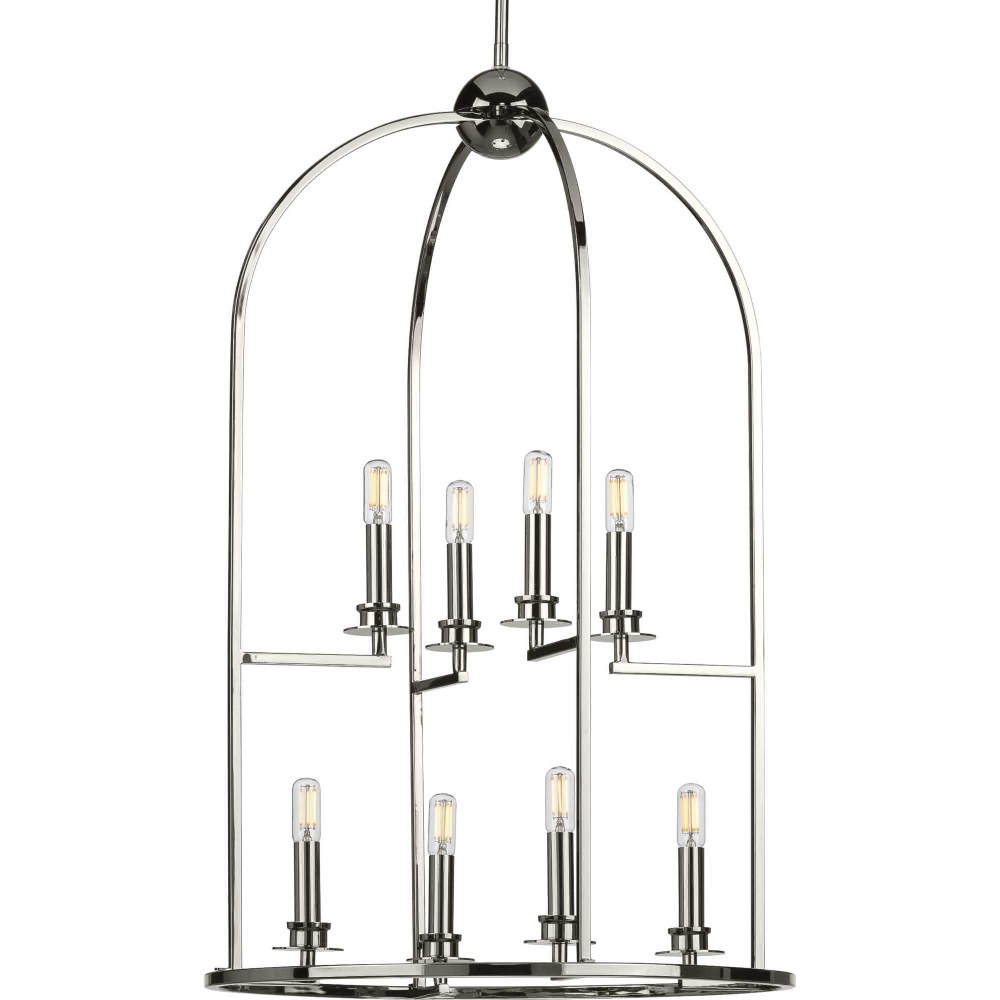 Progress Lighting-P500122-104-Seneca - 8 Light in Farmhouse style - 19.63 Inches wide by 32 Inches high Polished Nickel  Black Finish