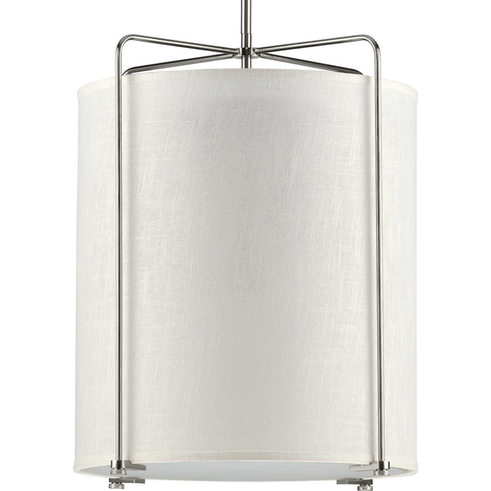 Progress Lighting-P500139-009-Kempsey - Pendants Light - 3 Light - Flat Round Shade in Farmhouse style - 17.75 Inches wide by 21.38 Inches high Brushed Nickel  Brushed Nickel Finish with Summer Linen 