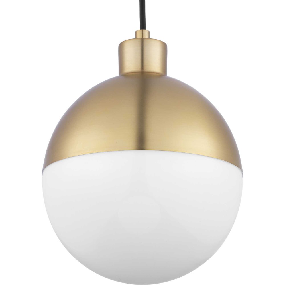 Progress Lighting-P500147-109-30-Globe LED - Pendants Light - 1 Light - Globe Shade in Mid-Century Modern style - 8 Inches wide by 9.75 Inches high Brushed Bronze  Polished Chrome Finish with Opal Gla