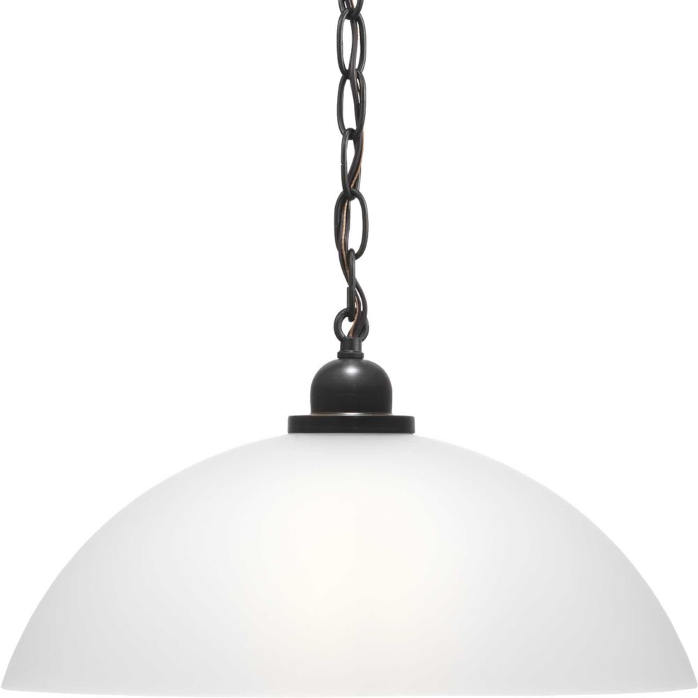 Progress Lighting-P500149-020-Classic Dome Pendant - Pendants Light - 1 Light - Bowl Shade in Transitional and Traditional style - 15 Inches wide by 8.13 Inches high Antique Bronze  Brushed Nickel Fin