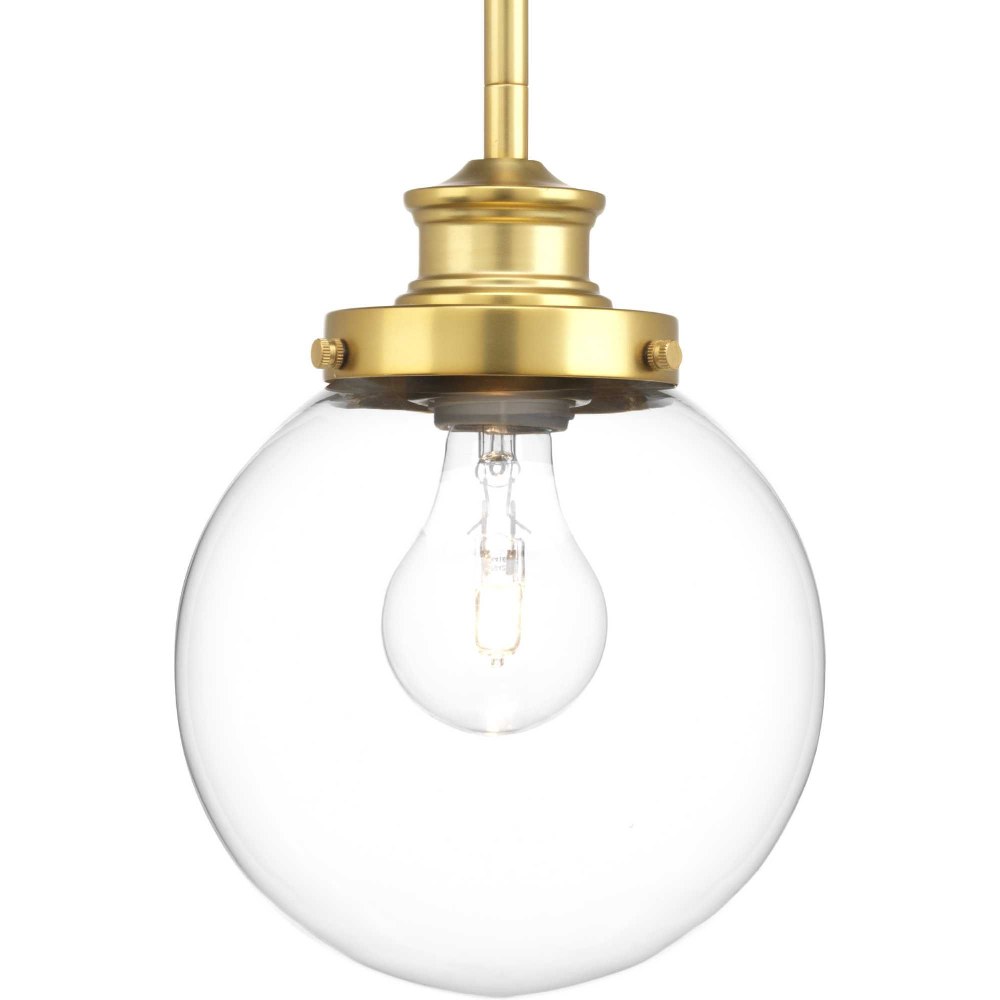 Progress Lighting-P5067-137-Penn - 9.5 Inch Height - Pendants Light - 1 Light - Globe Shade - Line Voltage Natural Brass  Natural Brass Finish with Clear Glass