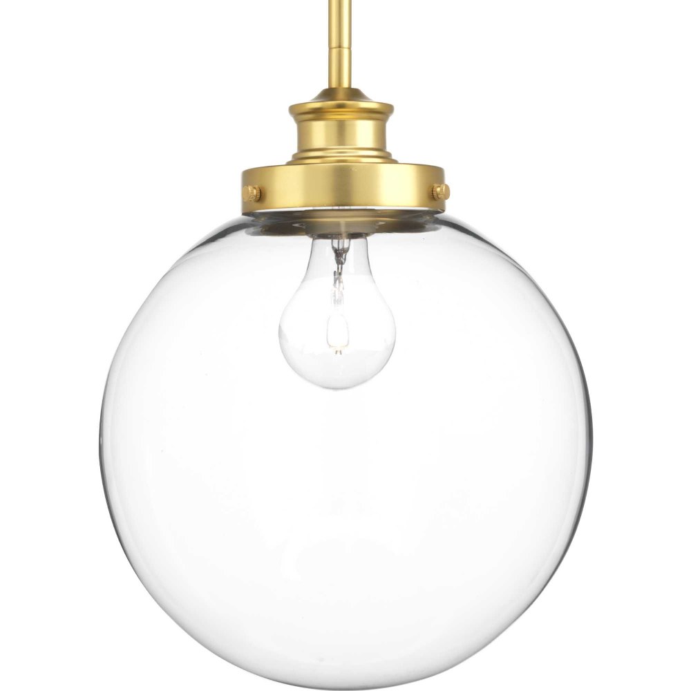 Progress Lighting-P5070-137-Penn - Pendants Light - 1 Light - Globe Shade in Farmhouse style - 9.75 Inches wide by 12.75 Inches high Natural Brass  Natural Brass Finish with Clear Glass