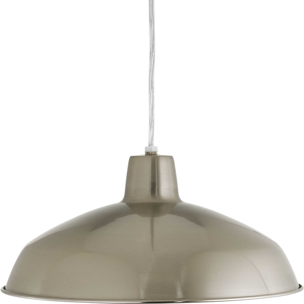 Progress Lighting-P5094-0930K9-Metal Shade - Pendants Light - 1 Light in Farmhouse style - 16 Inches wide by 7.5 Inches high Brushed Nickel LED Dark Green Finish withSpun Metal Shade