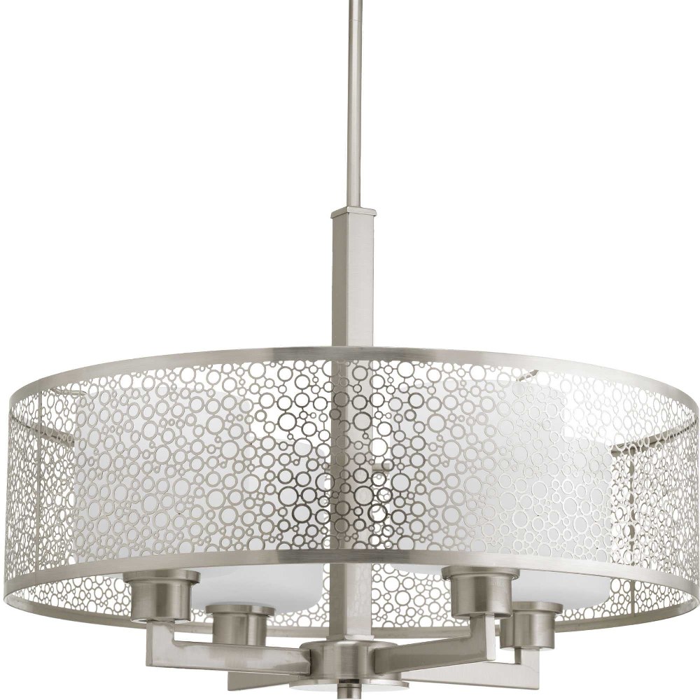 Progress Lighting-P5156-09-Mingle - Pendants Light - 4 Light in Bohemian and Mid-Century Modern style - 21 Inches wide by 15.25 Inches high Brushed Nickel  Antique Bronze Finish with Natural Parchment