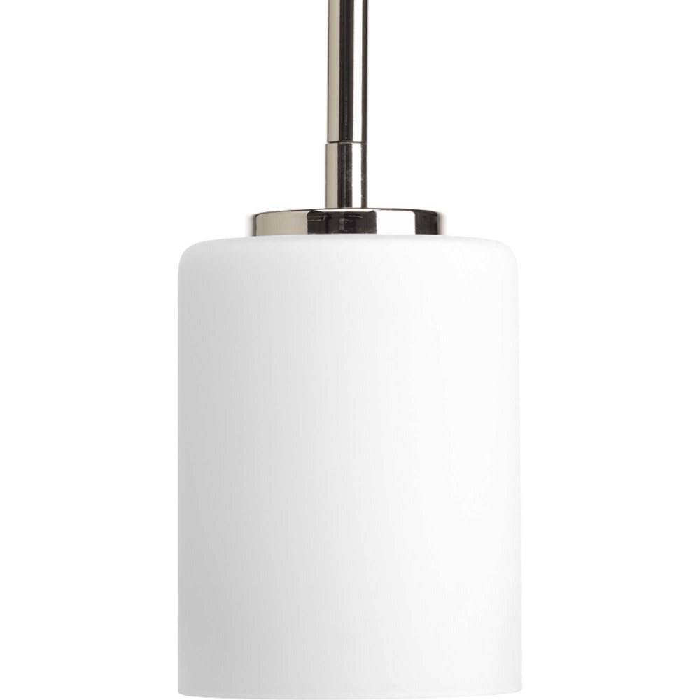 Progress Lighting-P5170-104-Replay - 6.0625 Inch Height - Pendants Light - 1 Light - Line Voltage Polished Nickel  Black Finish with Etched Painted White Glass