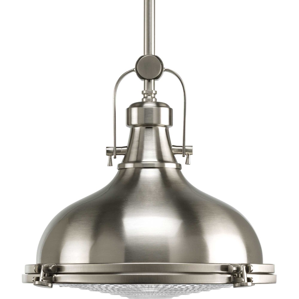 Progress Lighting-P5188-0930K9-Fresnel Lens LED - Pendants Light - 1 Light in Coastal style - 12.13 Inches wide by 10.5 Inches high Brushed Nickel LED Oil Rubbed Bronze Finish with Fresnel Glass