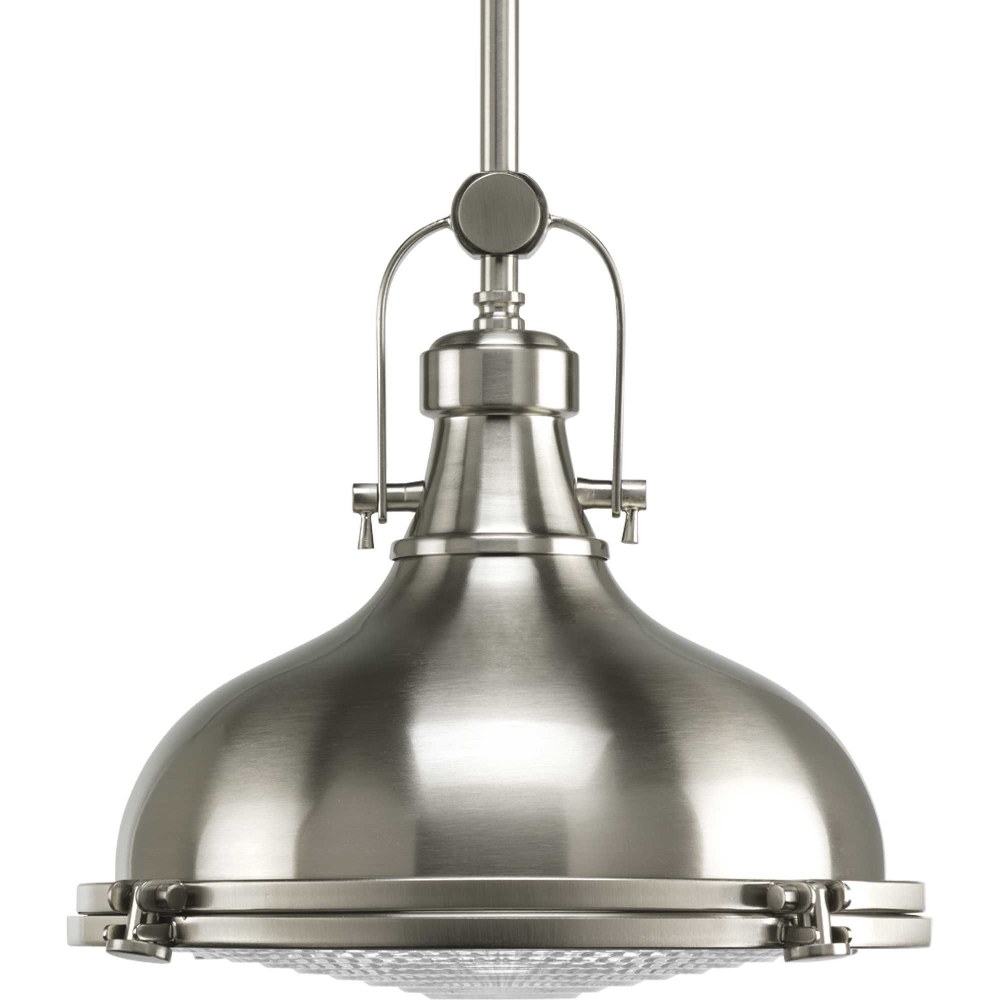 Progress Lighting-P5188-09-Fresnel Lens LED - Pendants Light - 1 Light in Coastal style - 12.13 Inches wide by 10.5 Inches high Brushed Nickel Incandescent Oil Rubbed Bronze Finish with Fresnel Glass