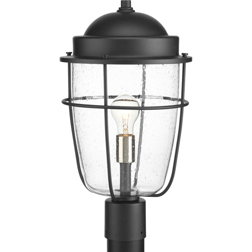 Progress Lighting-P540025-031-Holcombe - Outdoor Light - 1 Light in Coastal style - 10.5 Inches wide by 18.25 Inches high   Black Finish with Clear Seeded Glass