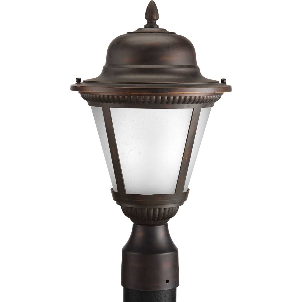 Progress Lighting-P5445-2030K9-Westport - Outdoor Light - 1 Light in Transitional and Traditional style - 9 Inches wide by 16.38 Inches high Antique Bronze LED Black Finish with Etched Seeded Glass