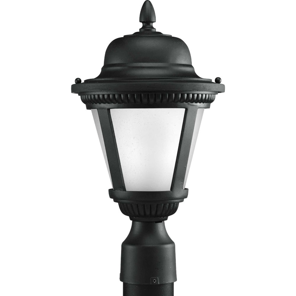 Progress Lighting-P5445-3130K9-Westport - Outdoor Light - 1 Light in Transitional and Traditional style - 9 Inches wide by 16.38 Inches high Black LED Black Finish with Etched Seeded Glass