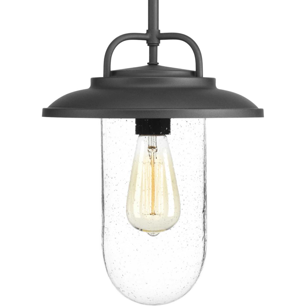 Progress Lighting-P550019-031-Beaufort - Outdoor Light - 1 Light in Farmhouse style - 10 Inches wide by 12.63 Inches high   Black Finish with Clear Seeded Glass