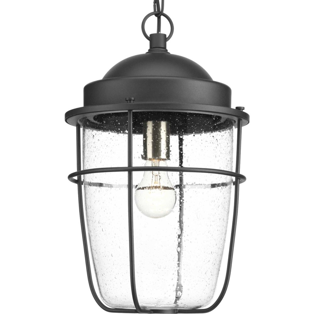 Progress Lighting-P550025-031-Holcombe - Outdoor Light - 1 Light in Coastal style - 10.5 Inches wide by 16.75 Inches high   Black Finish with Clear Seeded Glass