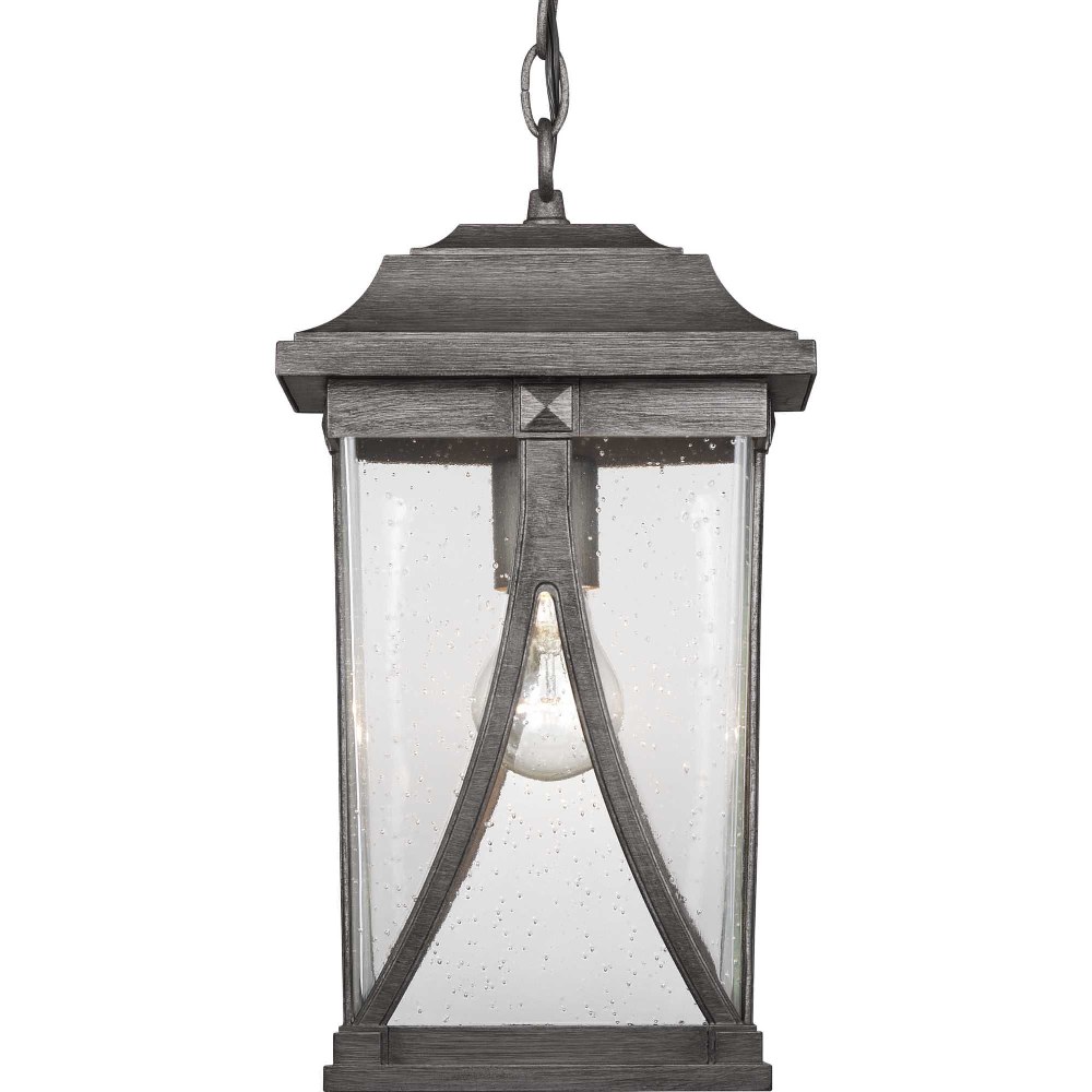 Progress Lighting-P550040-103-Abbott - Outdoor Light - 1 Light - Square Shade in Modern Craftsman and Transitional style - 8.25 Inches wide by 15.25 Inches high   Antique Pewter Finish with Clear Seed