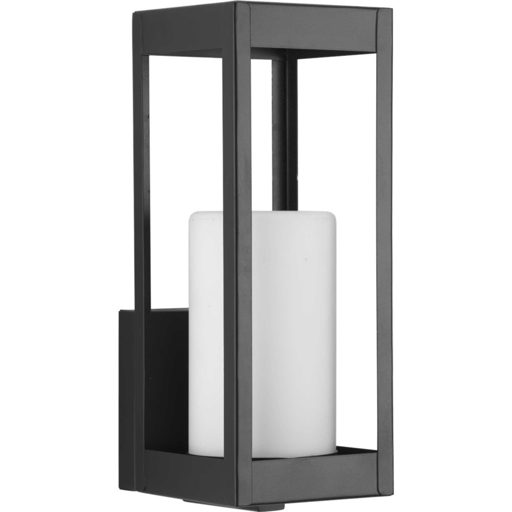 Progress Lighting-P560039-031-Patewood - 12 Inch Height - Outdoor Light - 1 Light - Line Voltage - Wet Rated   Black Finish with Etched Opal Glass