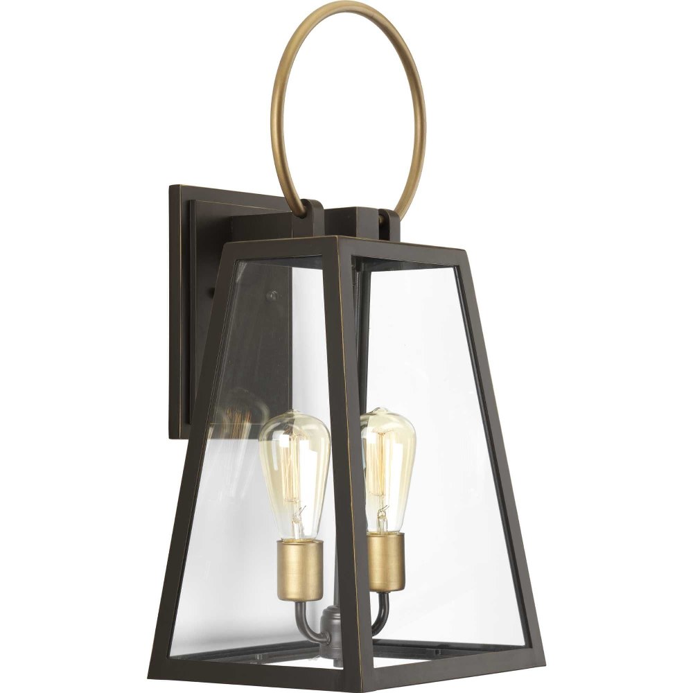 Progress Lighting-P560079-020-Barnett - Outdoor Light - 2 Light in Coastal style - 11.25 Inches wide by 23.63 Inches high   Antique Bronze Finish with Clear Glass