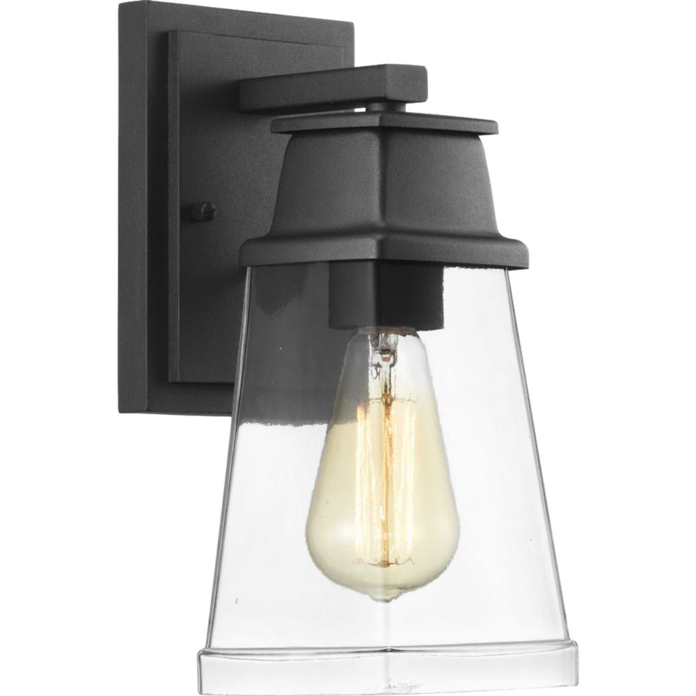 Progress Lighting-P560099-031-Greene Ridge - Outdoor Light - 1 Light - Square/Rectangular Shade in Modern Craftsman style - 5.25 Inches wide by 11.63 Inches high Black  Black Finish with Clear Glass