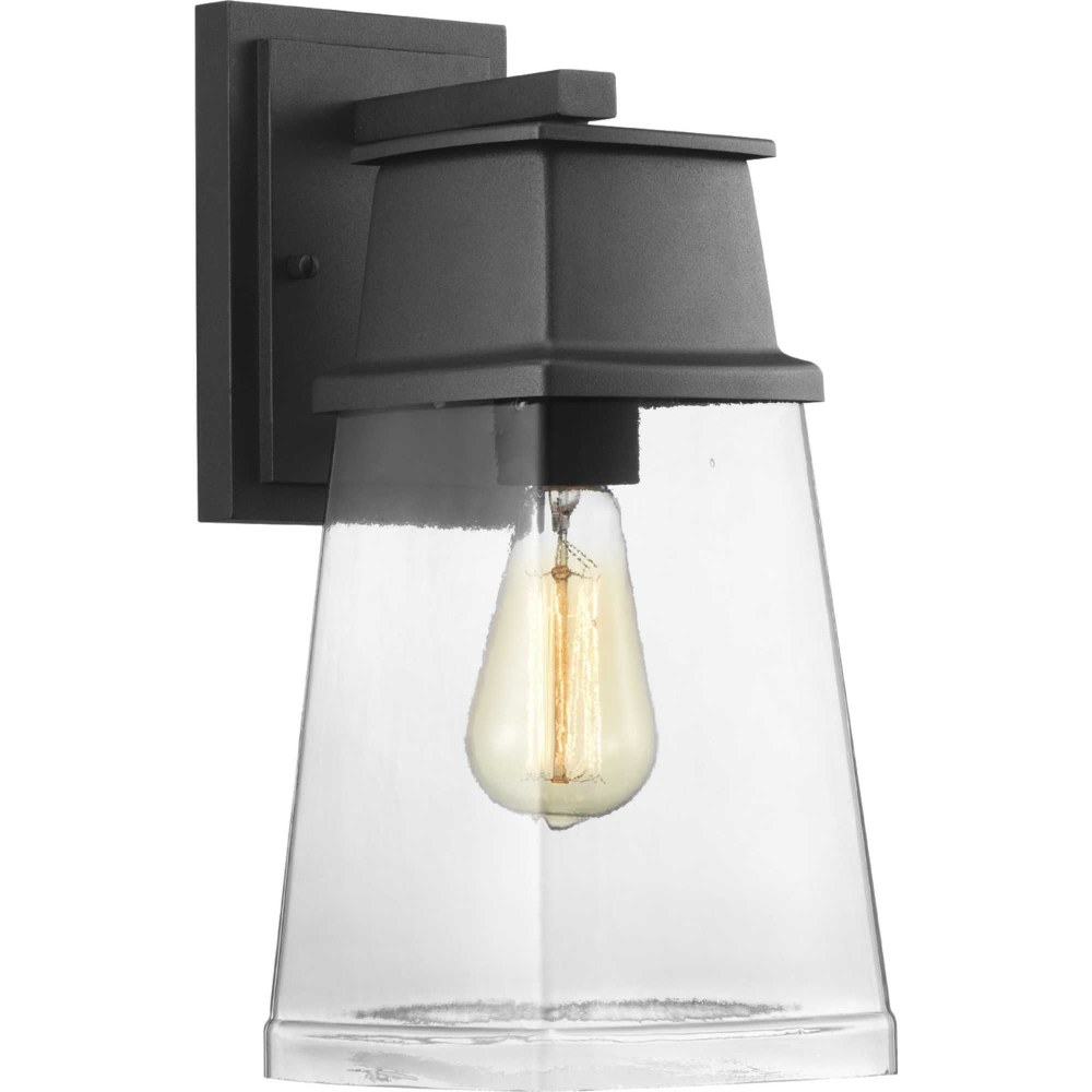 Progress Lighting-P560100-031-Greene Ridge - Outdoor Light - 1 Light - Square/Rectangular Shade in Modern Craftsman style - 6.75 Inches wide by 14.25 Inches high Black  Black Finish with Clear Glass