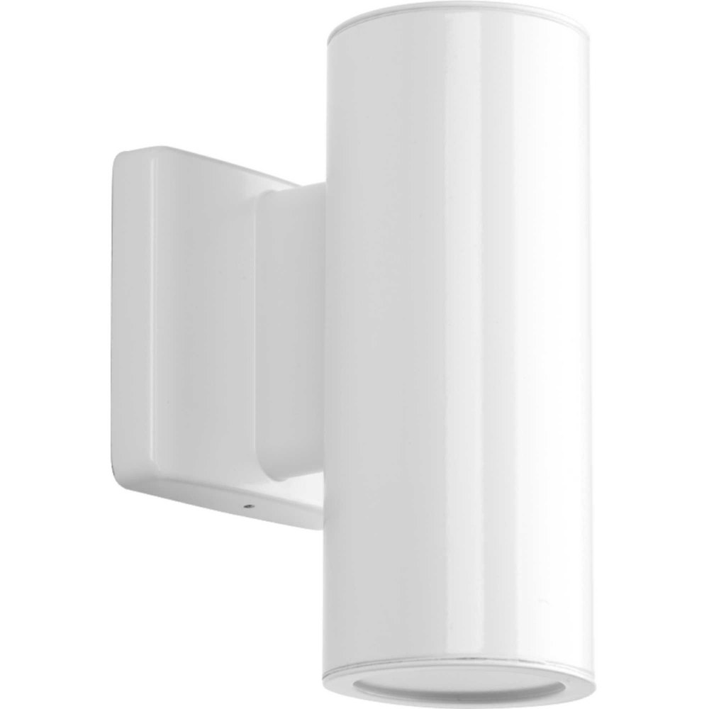 Progress Lighting-P563001-030-30K-Cylinders - Outdoor Light - 2 Light - in Modern style - 4.5 Inches wide by 8.25 Inches high White  Satin Nickel Finish with Clear Glass