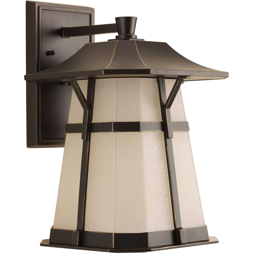 Progress Lighting-P5751-2030K9-Derby LED - Outdoor Light - 1 Light in Modern Craftsman and Rustic style - 10.63 Inches wide by 15.5 Inches high Antique Bronze  Espresso Finish with Water Seeded Glass