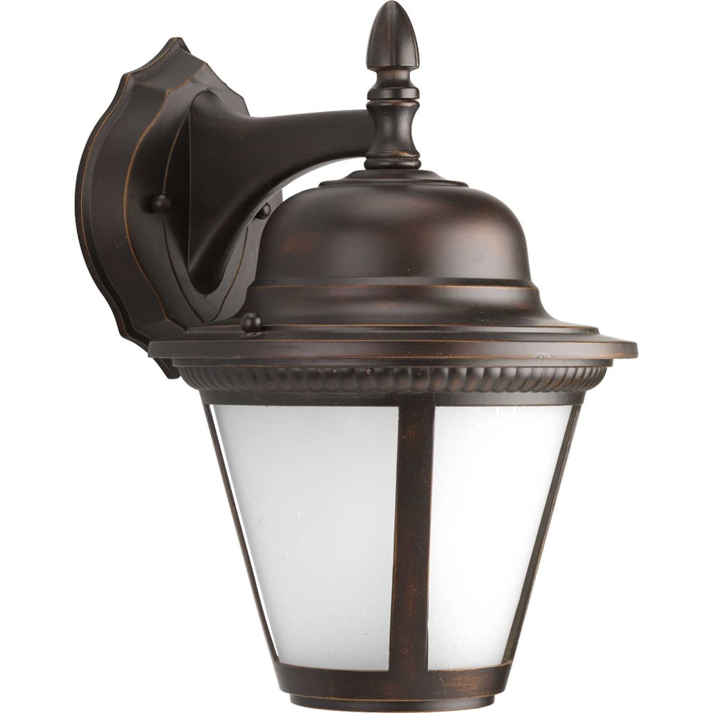 Progress Lighting-P5863-2030K9-Westport - Outdoor Light - 1 Light in Transitional and Traditional style - 9 Inches wide by 16 Inches high Antique Bronze LED Black Finish with Etched Seeded Glass