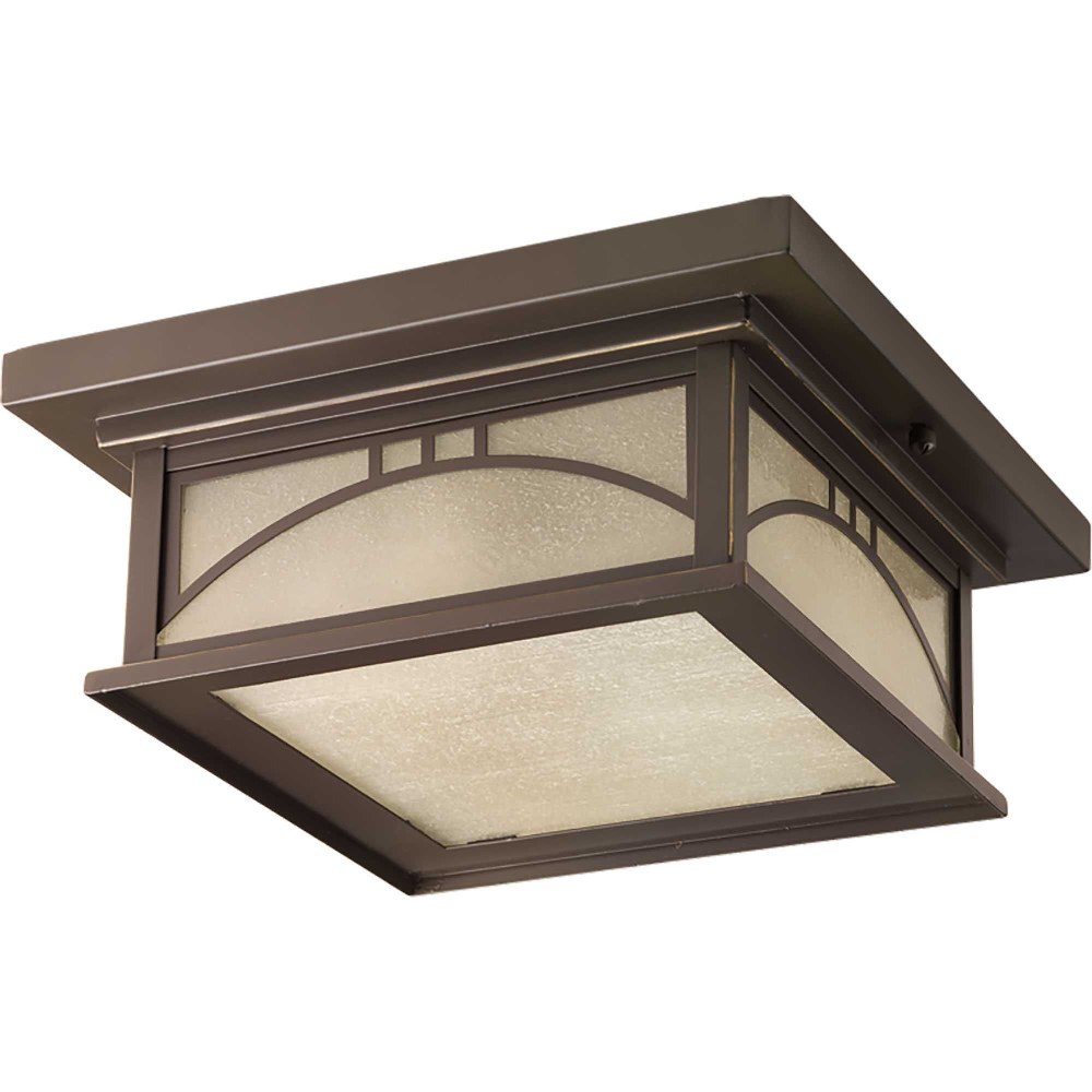 Progress Lighting-P6055-20-Residence - Outdoor Light - 2 Light in Craftsman and Transitional style - 12 Inches wide by 5 Inches high   Antique Bronze Finish with Etched Umber Seeded Glass