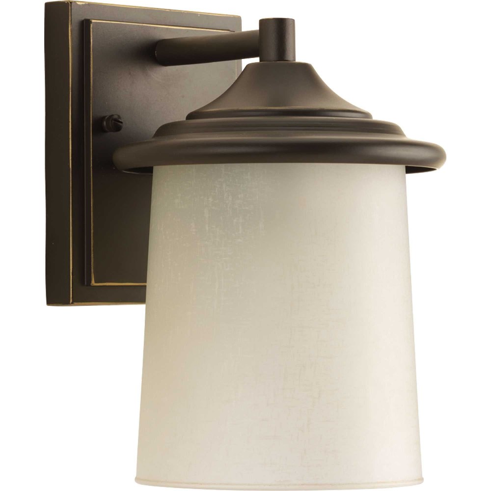 Progress Lighting-P6059-20-Essential - Outdoor Light - 1 Light in Modern Craftsman and Transitional style - 5.88 Inches wide by 8.69 Inches high Antique Bronze  Black Finish with Etched White Linen Gl