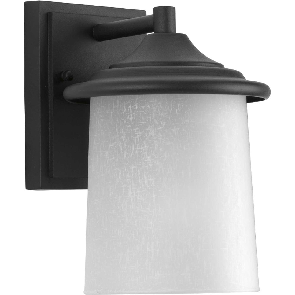 Progress Lighting-P6059-31-Essential - Outdoor Light - 1 Light in Modern Craftsman and Transitional style - 5.88 Inches wide by 8.69 Inches high Black  Black Finish with Etched White Linen Glass