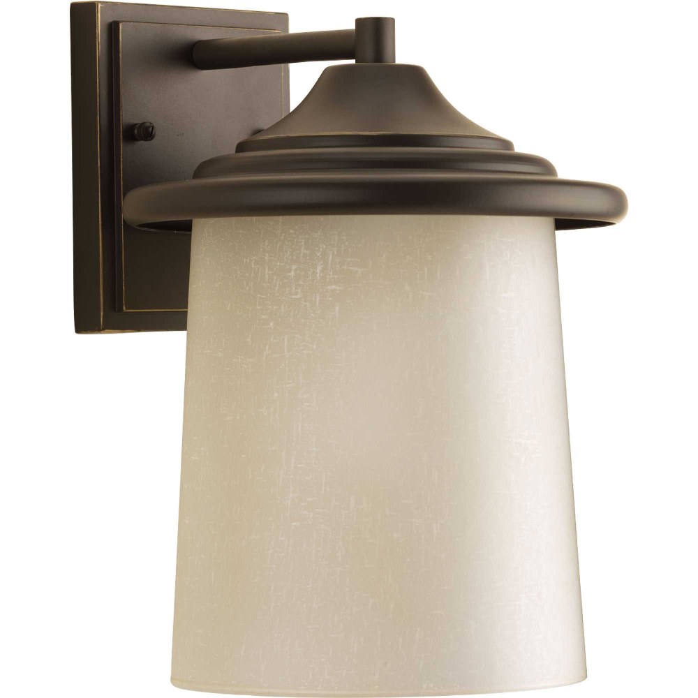 Progress Lighting-P6060-20-Essential - 11.125 Inch Height - Outdoor Light - 1 Light - Line Voltage - Wet Rated Antique Bronze  Black Finish with Etched White Linen Glass