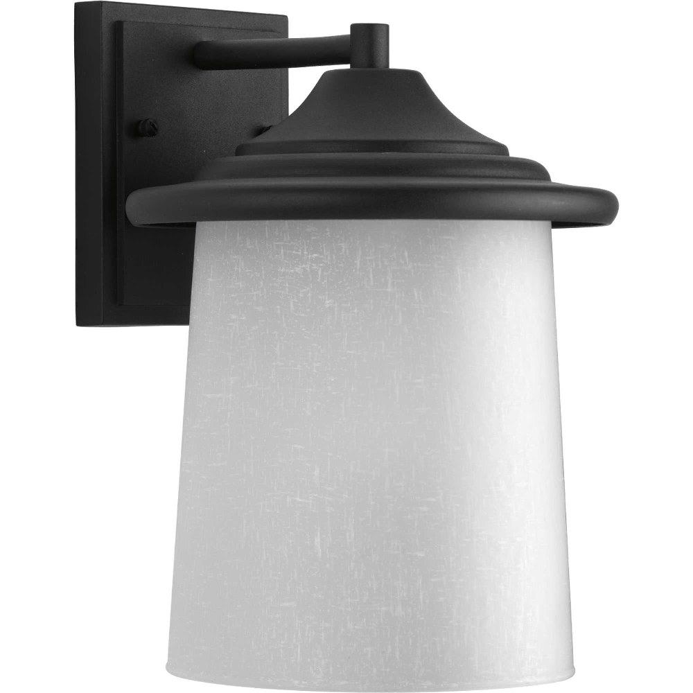 Progress Lighting-P6060-31-Essential - 11.125 Inch Height - Outdoor Light - 1 Light - Line Voltage - Wet Rated Black  Black Finish with Etched White Linen Glass