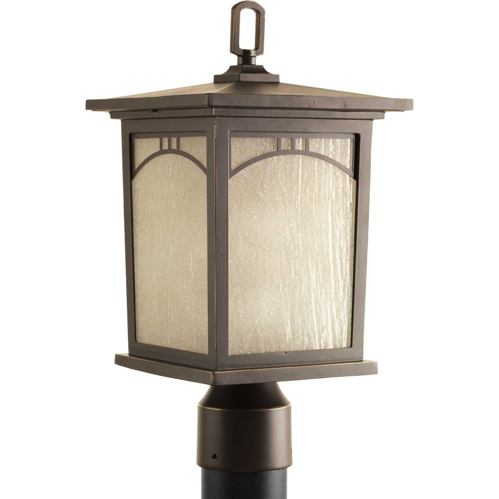 Progress Lighting-P6452-20-Residence - Outdoor Light - 1 Light in Craftsman and Transitional style - 8 Inches wide by 15.69 Inches high   Antique Bronze Finish with Etched Umber Seeded Glass