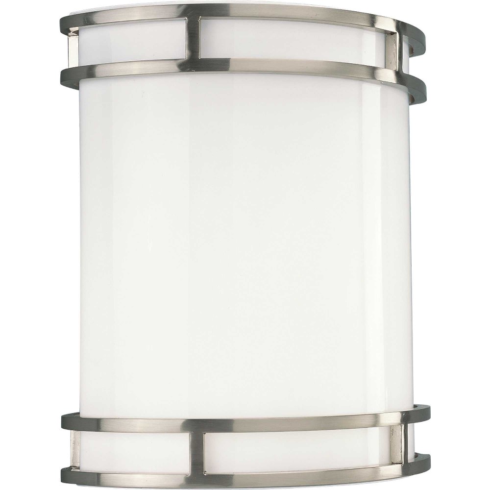 Progress Lighting-P7085-0930K9-LED Sconce - Wall Sconces Light - 1 Light in Modern style - 9.5 Inches wide by 10.63 Inches high   Brushed Nickel Finish with White Glass