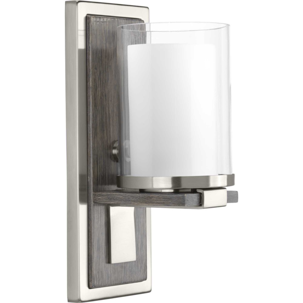 Progress Lighting-P710015-009-Mast - Wall Sconces Light - 1 Light in Coastal style - 5 Inches wide by 13 Inches high Brushed Nickel  Antique Bronze Finish with Clear Etched Glass