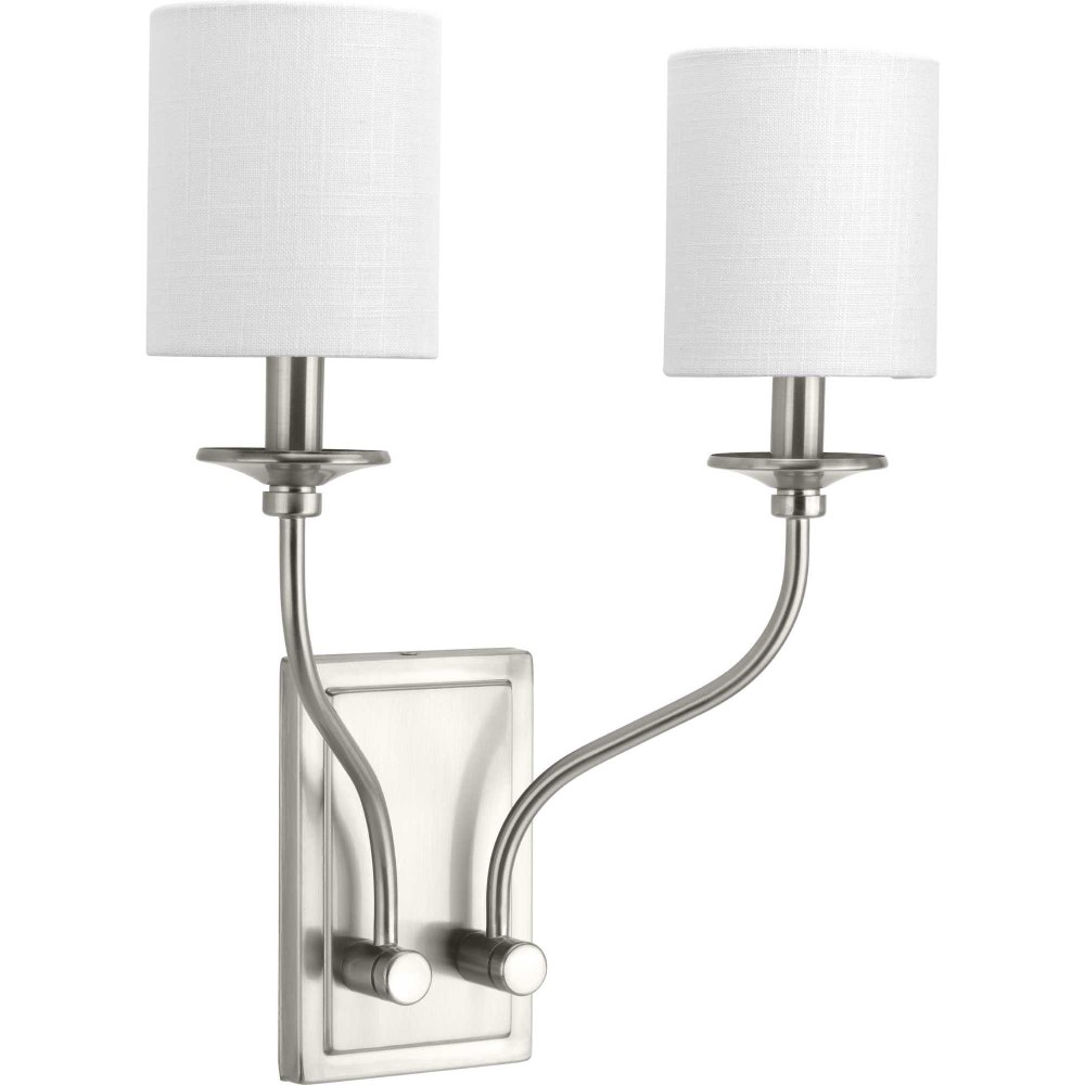 Progress Lighting-P710019-009-Bonita - Wall Sconces Light - 2 Light in Luxe and New Traditional and Transitional style - 13.63 Inches wide by 17.25 Inches high Brushed Nickel  Antique Bronze Finish wi