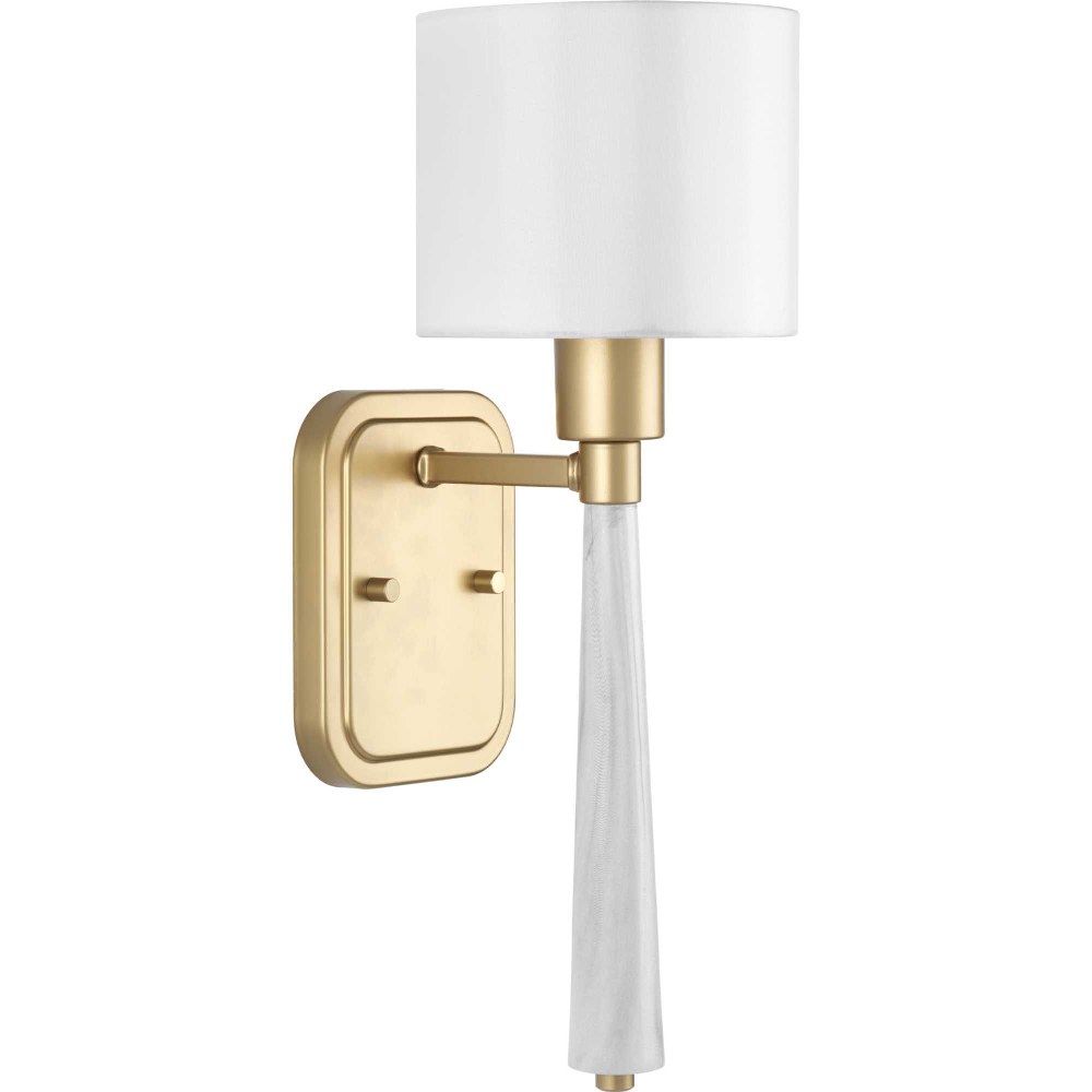 Progress Lighting-P710037-078-Palacio - Wall Brackets Light - 1 Light - Drum Shade in Luxe and New Traditional and Transitional style - 6 Inches wide by 17 Inches high   Vintage Gold Finish with White