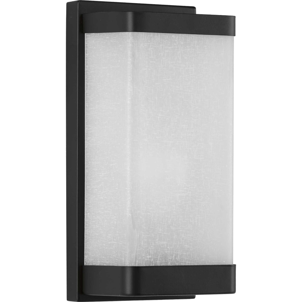 Progress Lighting-P710072-031-Linen Glass Sconce - Wall Sconces Light - 1 Light - Square/Rectangular Shade in Modern style - 6 Inches wide by 12 Inches high Black  Brushed Nickel Finish with Etched Li