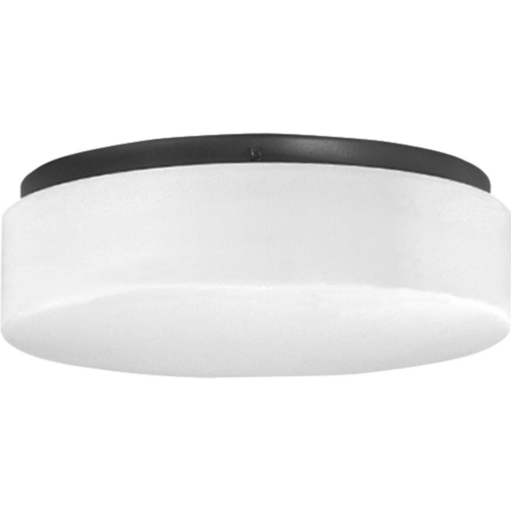 Progress Lighting-P730005-031-30-Drums And Clouds - Close-to-Ceiling Light - 1 Light - 11 Inches wide by 4.13 Inches high Black  Black Finish with White Acrylic Glass