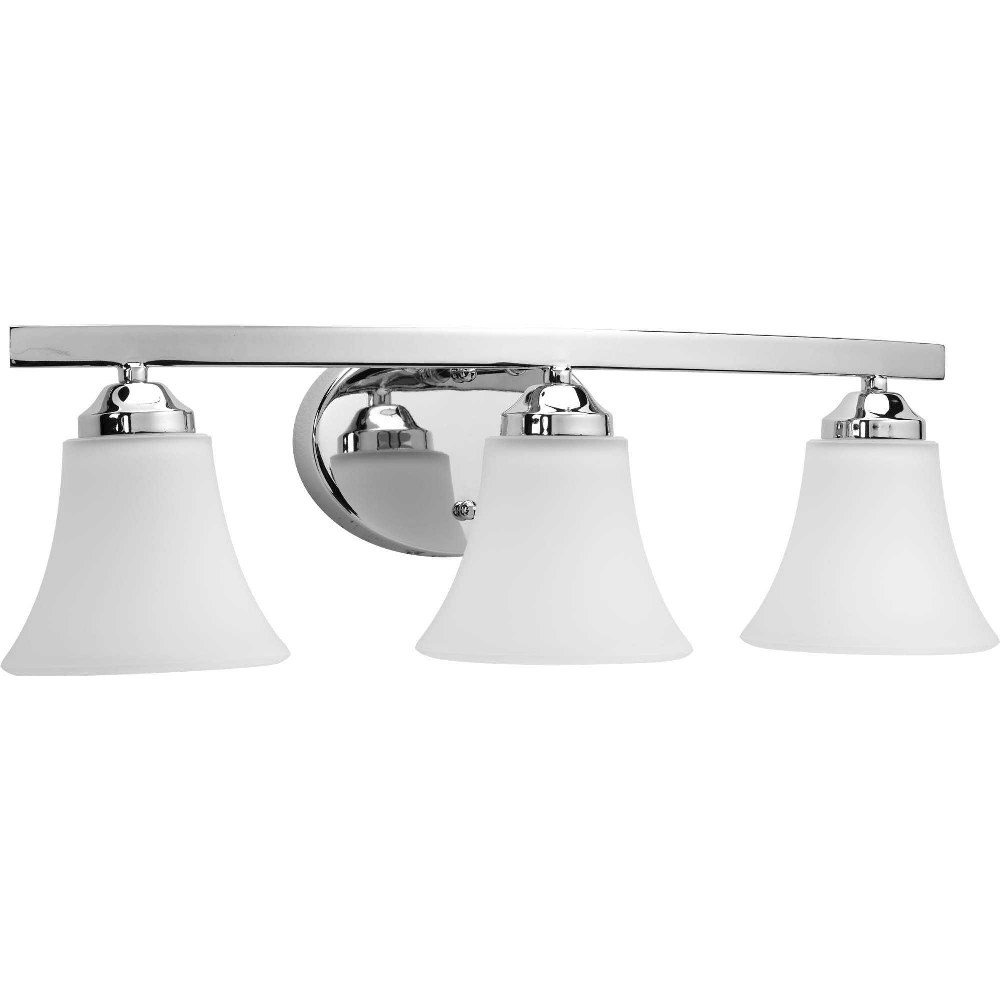 Progress Lighting-P2010-15-Adorn - 3 Light - Fluted Shade in Transitional and Traditional style - 21.5 Inches wide by 6.63 Inches high Polished Chrome  Brushed Nickel Finish with White Etched Glass