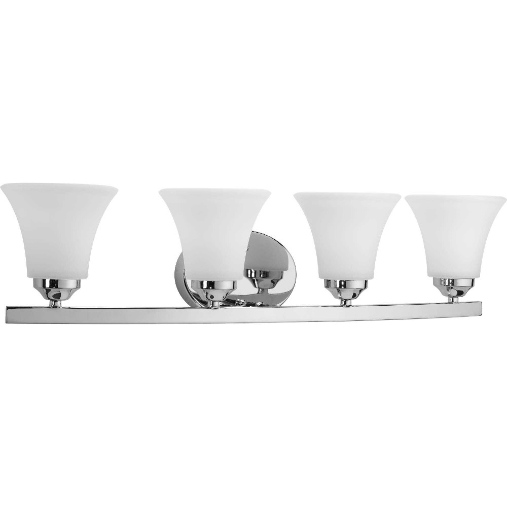 Progress Lighting-P2011-15-Adorn - 4 Light - Fluted Shade in Transitional and Traditional style - 28.25 Inches wide by 6.63 Inches high   Chrome Finish with Etched Glass